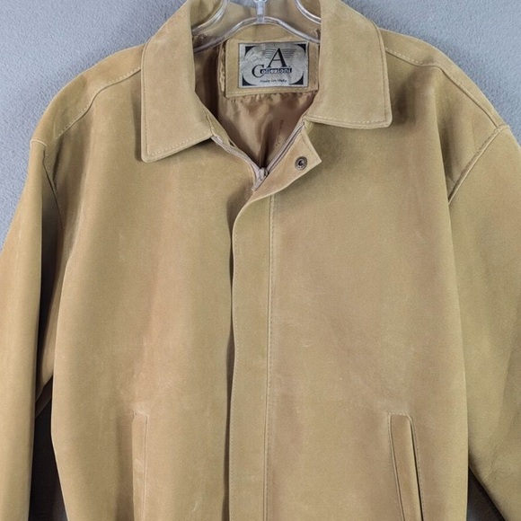 Armani Collezioni Men's Tan Suede Full Zip Bomber Jacket Made In Italy (L) NWOT - Picture 8 of 8
